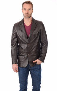 Blazer Marron en cuir La Canadienne La Canadienne Vestes et 3