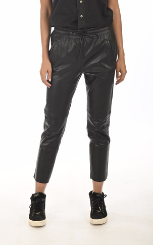 Pantalon jogpant cuir noir