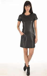 Robe cuir agneau noire