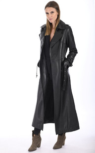 Trench long cuir femme sale