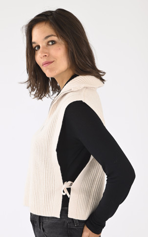 Pull tour de cou laine beige