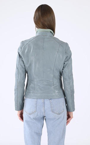 Blouson cuir Jolya bleu ciel