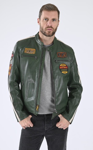 Blouson cuir Wartburg vert