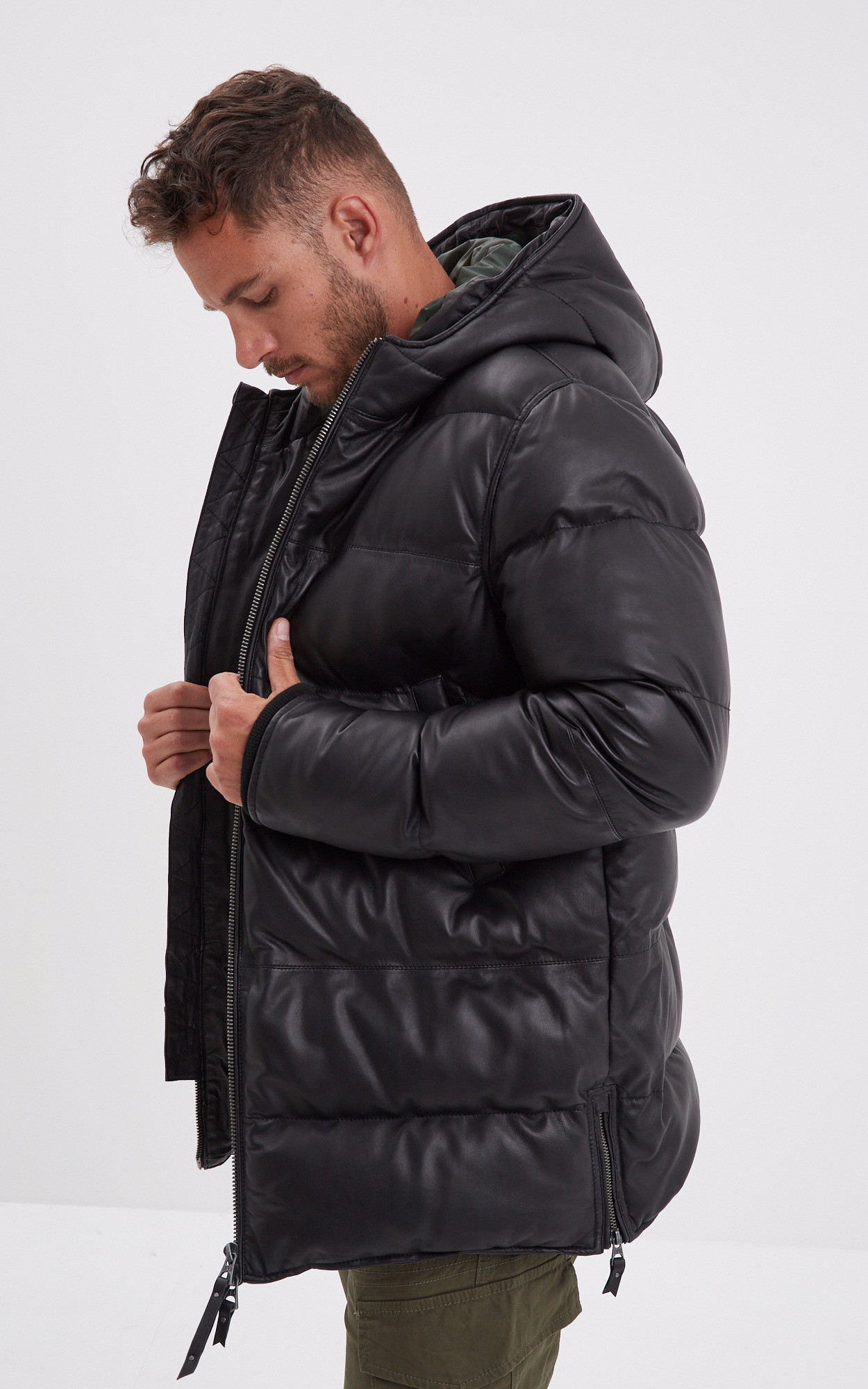 Parka homme online cuir