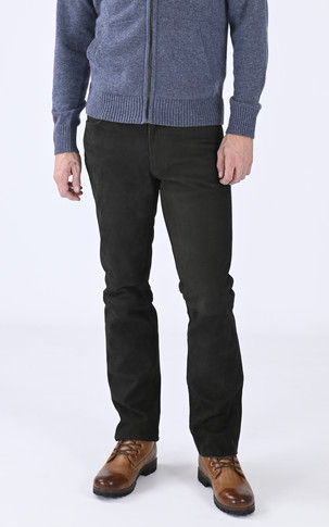 Pantalon vachette nubuck marron foncé