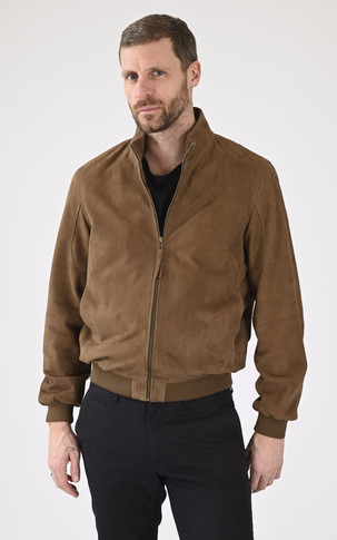 Blouson  cuir velours Expo taupe