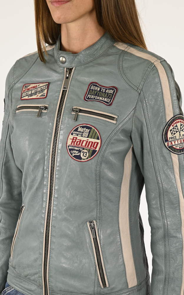 Blouson motard Soline bleu ciel Rose Garden