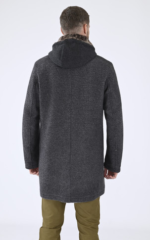 Manteau laine chevrons gris