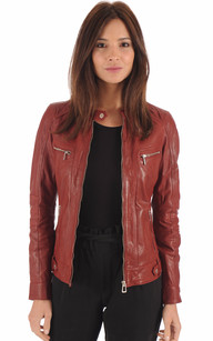 Blouson Silene rouge Rose Garden La Canadienne Blousons Cuir Rouge