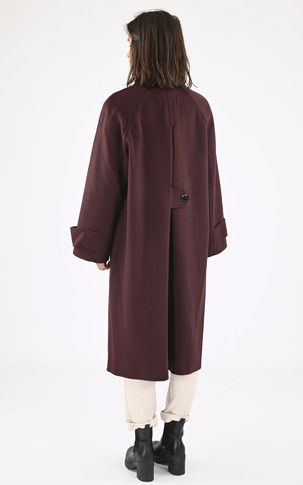 Long manteau laine Marly Prune