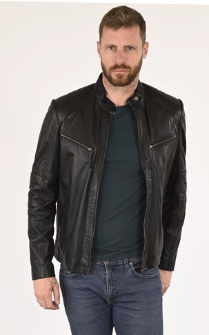 Blouson Motard Cuir Noir