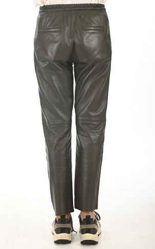 Pantalon jogpant cuir kaki foncé