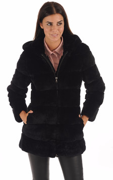 Manteau fourrure rex noir Manteau fourrure rex noir