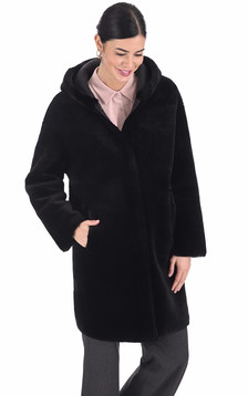 Manteau peau lainée mouton noir