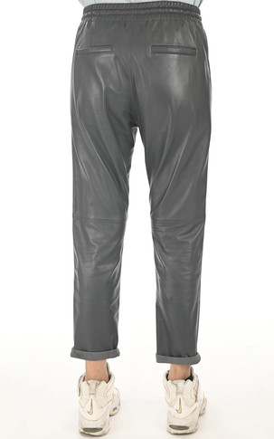 Pantalon jogpant cuir bleu pétrole