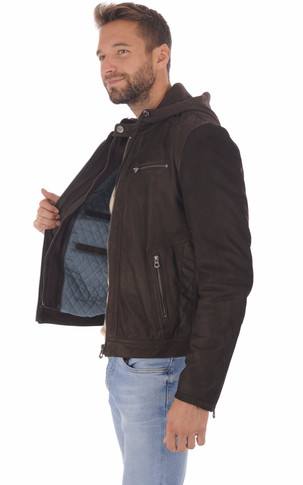 Blouson cuir nubuck Scaroni marron