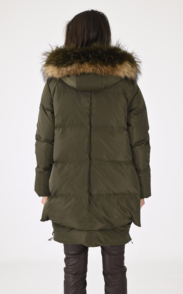 Doudoune  capuche renard kaki Levinsky