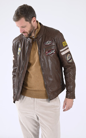 Blouson motard Limerock marron