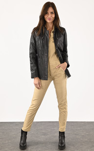 Veste en cuir online longue femme