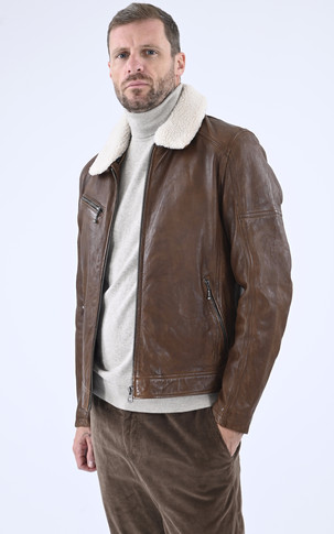 Blouson esprit pilote Platon cognac