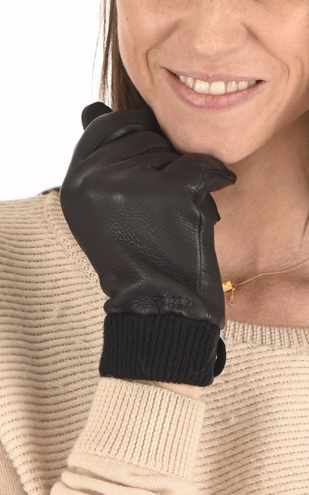 Gants en cuir de cerf noir Hestra