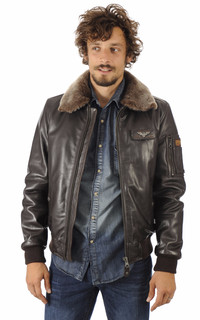 Blouson Texaco Cuir Aviateur Marron