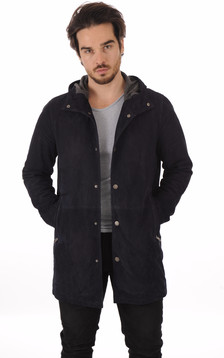 Veste Longue Cuir Velours Bleu Veste Longue Cuir Velours Bleu