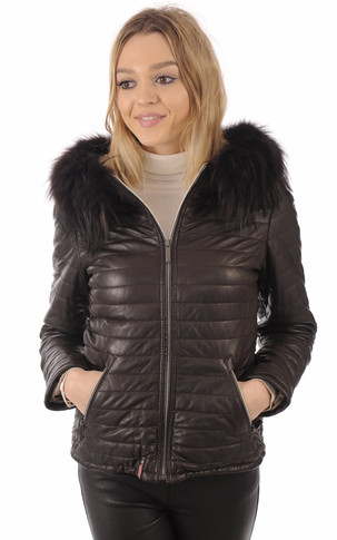 Doudoune Happy cuir marron