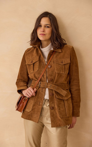 Saharienne cuir velours Lcw Meryl caramel
