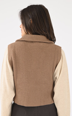 Pull tour de cou laine marron