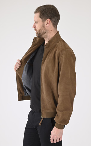 Blouson  cuir velours Expo taupe
