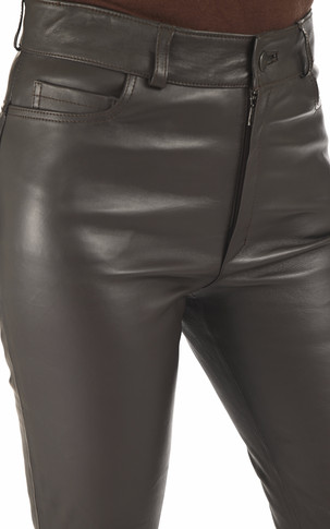 Pantalon cuir stretch marron
