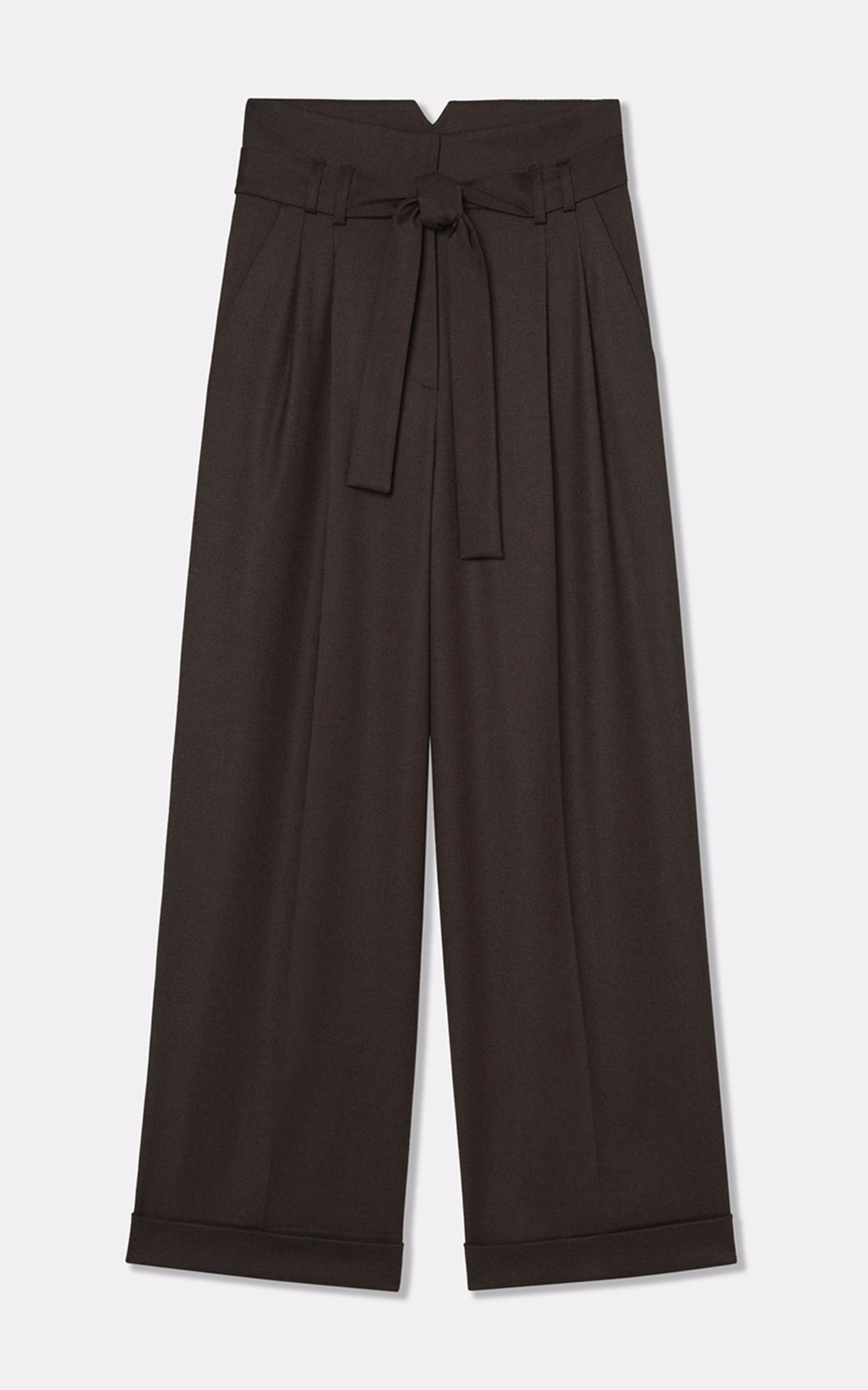 Pantalon large en laine marron Tara Jarmon