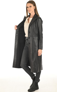 Manteau en 2025 cuir noir femme