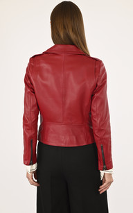 Blouson cuir femme online rouge