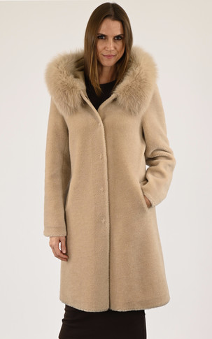 Manteau laine et renard camel