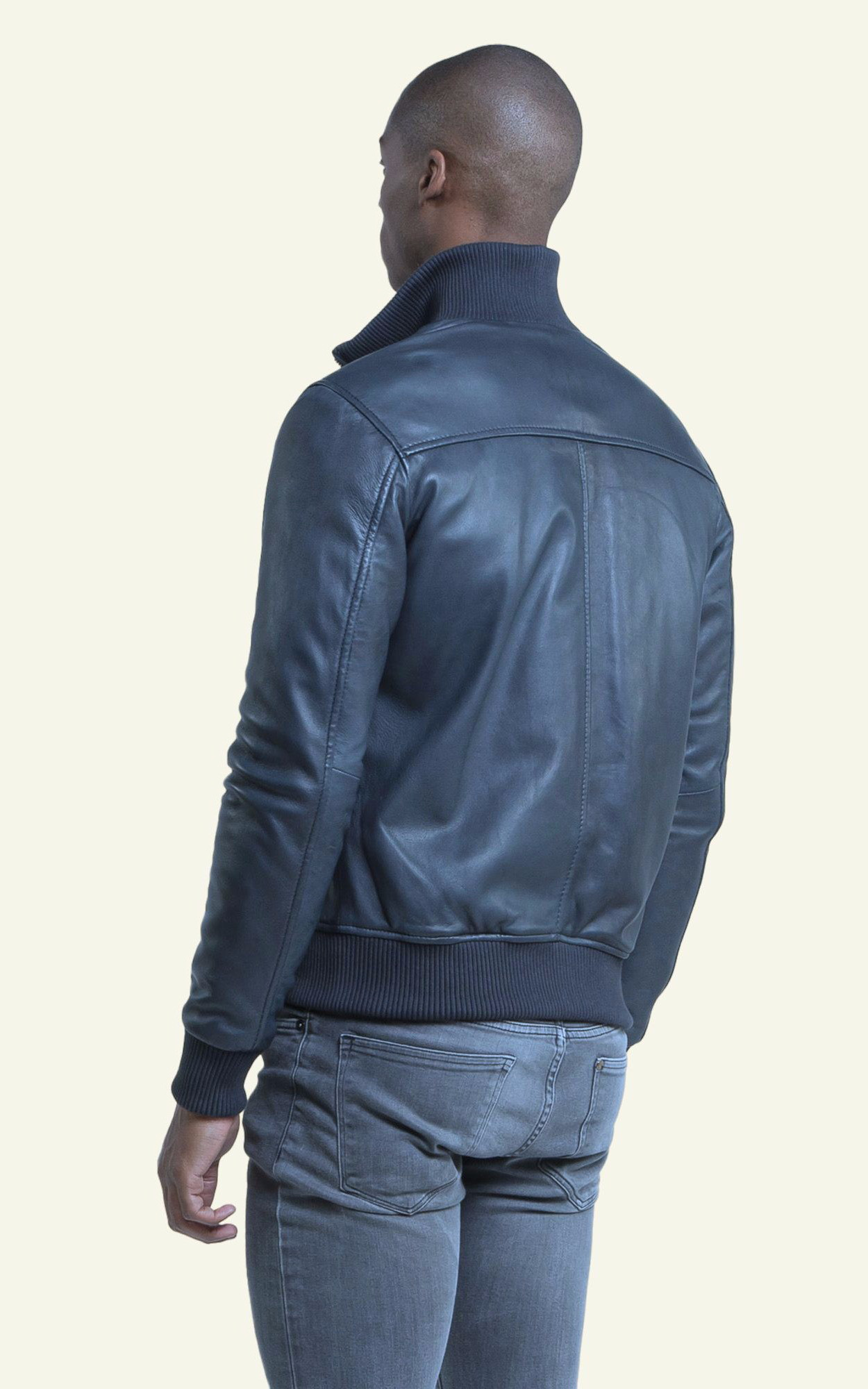 Blouson cheap cuir bleu