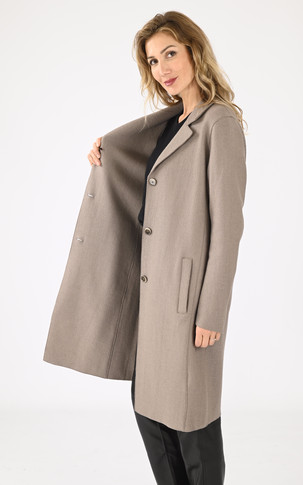 Manteau 3/4 en laine taupe