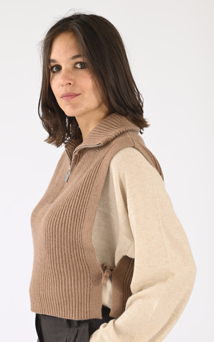 Pull tour de cou laine marron