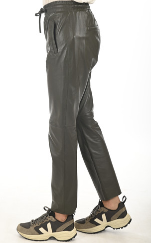 Pantalon jogpant cuir kaki foncé