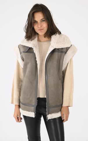 Gilet laine mouton taupe