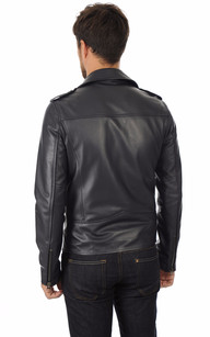 Blouson cuir homme discount bleu