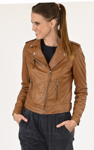 Blouson cuir agneau cognac