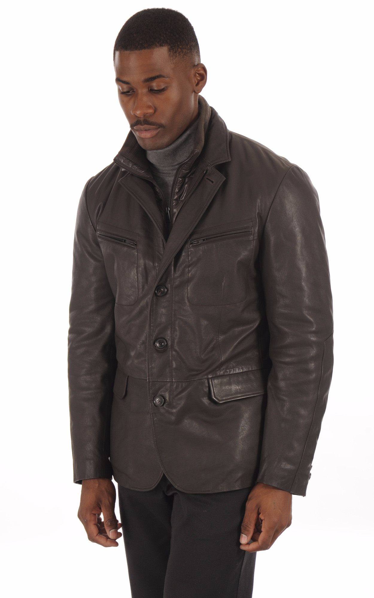 Blazer Chaud Cuir Marron Homme Gallotti La Canadienne La Canadienne Blazer Cuir Homme Marron Boutique Paris