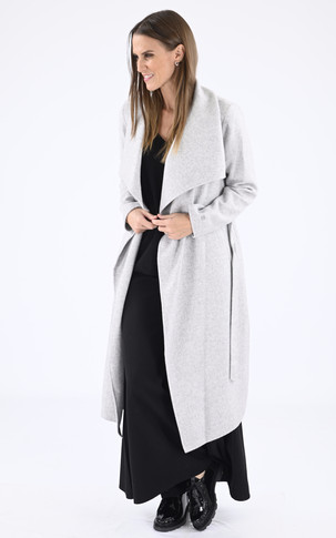 Long manteau laine gris