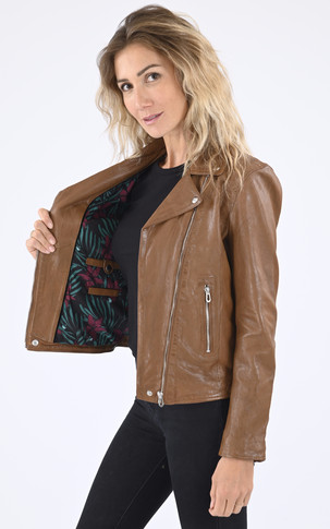 Blouson cuir Olympe cognac