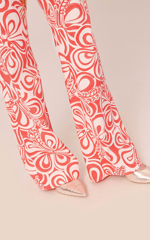 Pantalon fluide imprimé fleuri corail Tara Jarmon