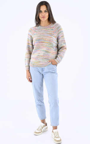 Pull col rond oversize multicolor