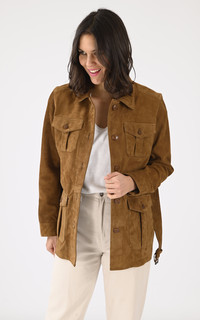Saharienne cuir velours Lcw Meryl caramel