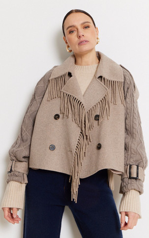 Veste courte cachemire beige